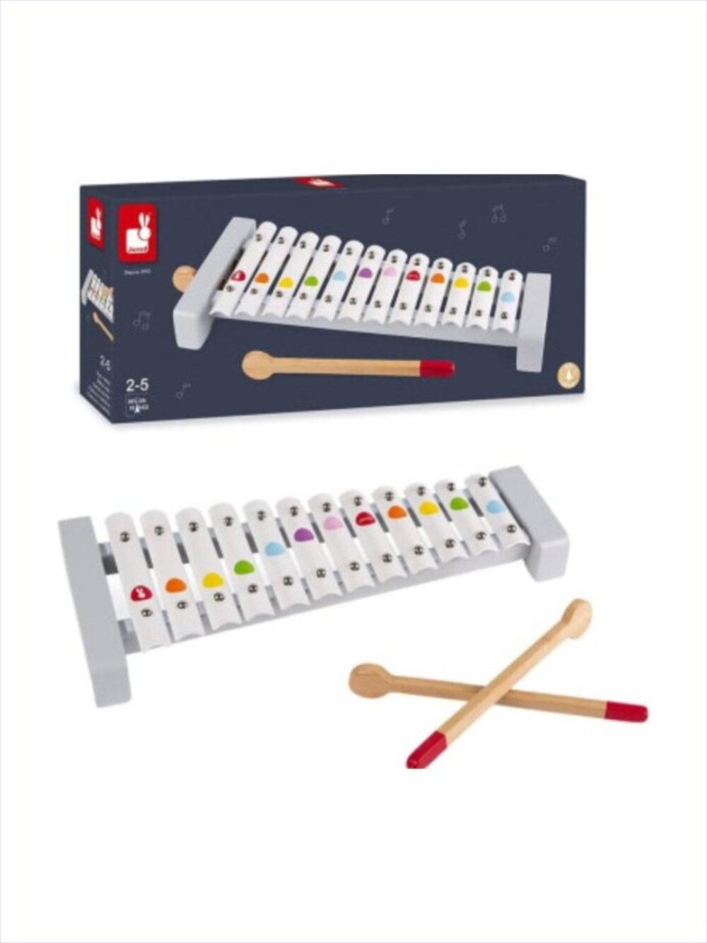 Janod - Confetti Wooden and Metal Xylophone New in Box For Age 2+